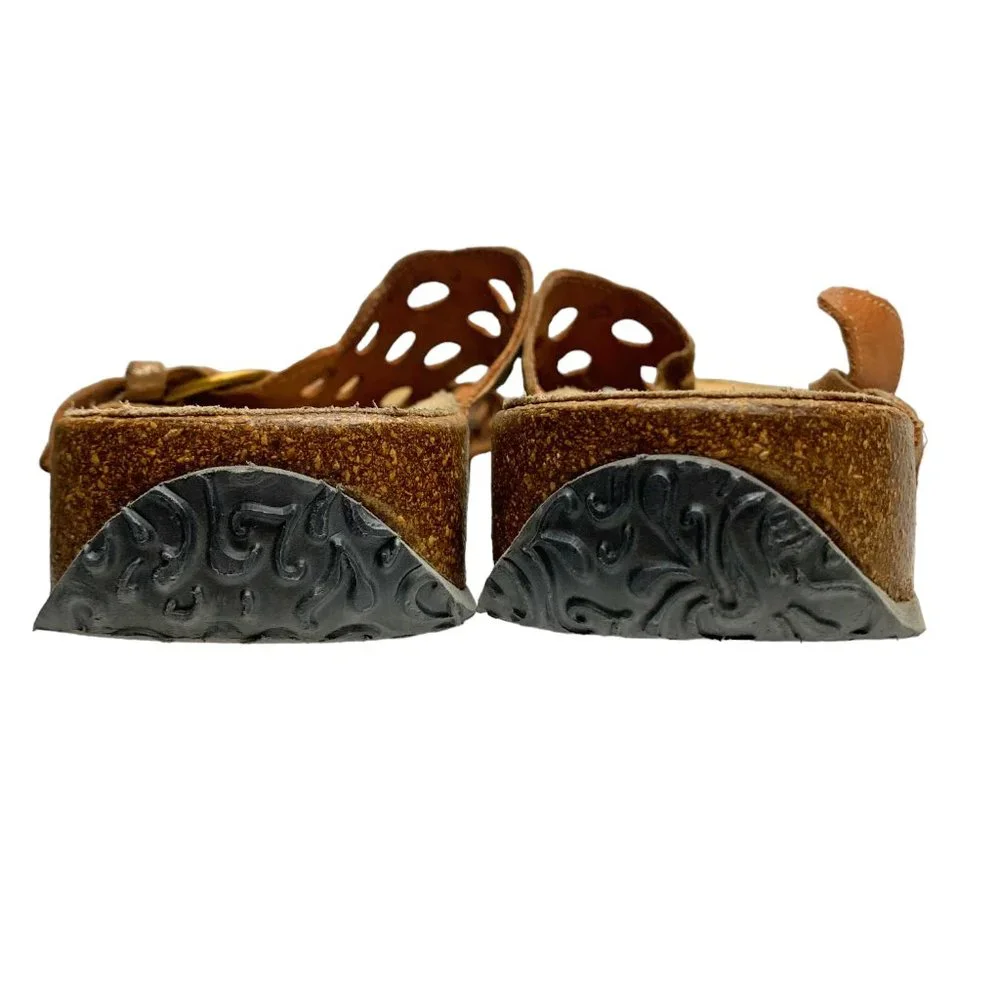 THINK! Mizzi Frosted‎ Leather T Strap Cut Out Buckle Sandals